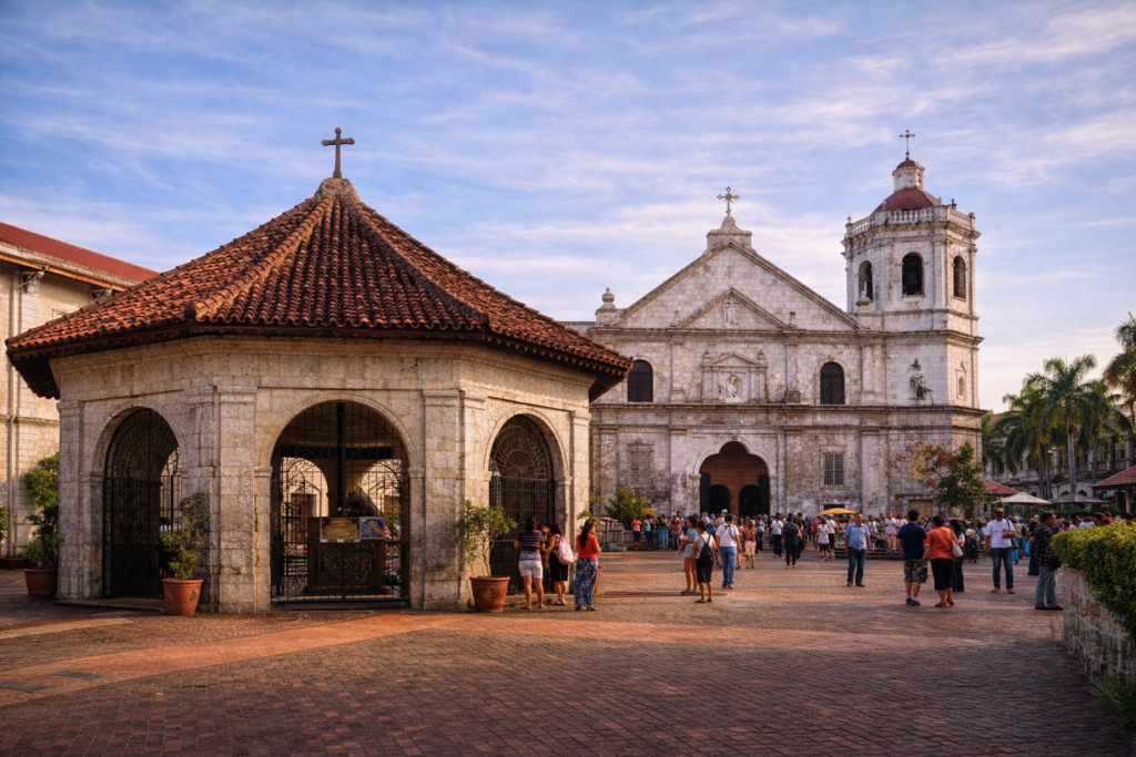 Magellan’s Cross pavilion and Basilica del Santo Niño area in Cebu City during daytime