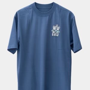 Cute Bear Graphic Oversized T-Shirt Slate Blue