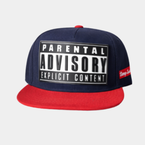 Parental Advisory Navy Blue & Red Snapback Cap